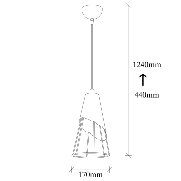 Lámpara de techo Sivani Tel-MR-828 negro metal diámetro 17x124 cm