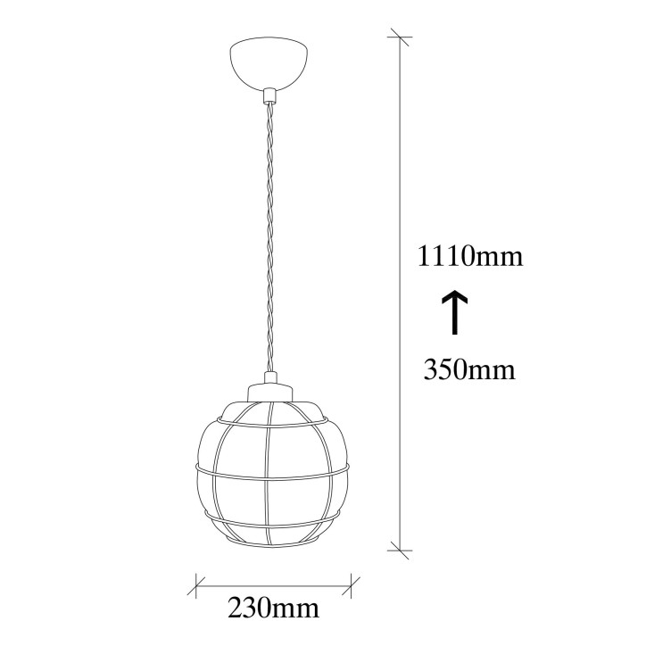 Lámpara de techo Safderun-401-S cobre hierro vidrio diámetro 23x111 cm