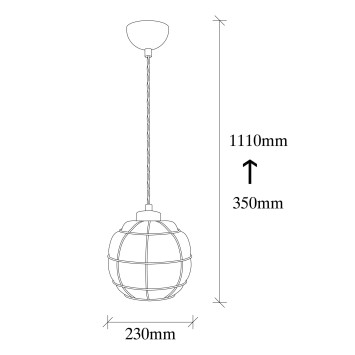 Lámpara de techo Safderun-401-S cobre hierro vidrio diámetro 23x111 cm - 8681875554700