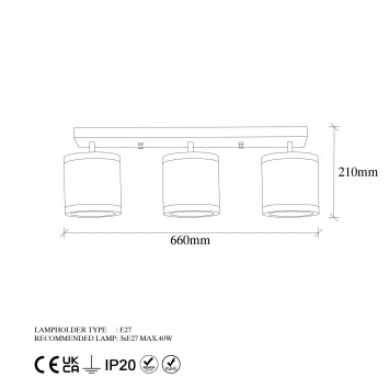 Lámpara de techo Way-11635 oro cobrizo metal 66x15x21 cm - 8683342591737