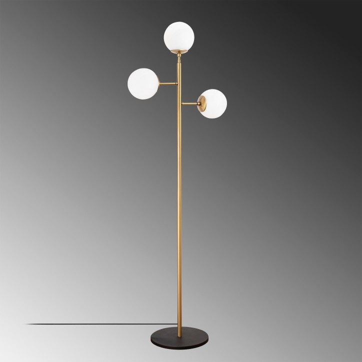 Lámpara de pie Atmaca-10290 oro brillante metal vidrio 57x22x163 cm