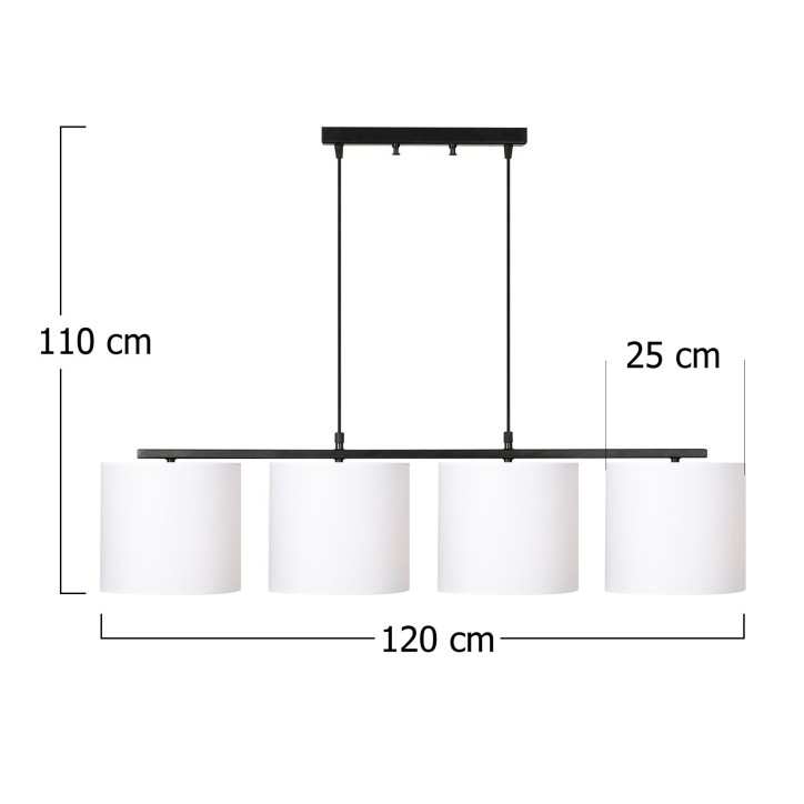 Lámpara de techo Valiz-4716 blanco negro metal tela 110x25x120 cm