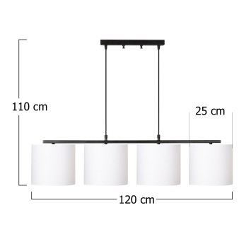 Lámpara de techo Valiz-4716 blanco negro metal tela 110x25x120 cm - 8681875468427