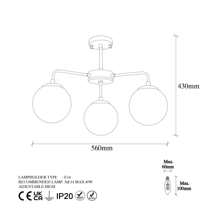 Lámpara de techo Viran-10996 oro cobrizo metal vidrio 56x56x43