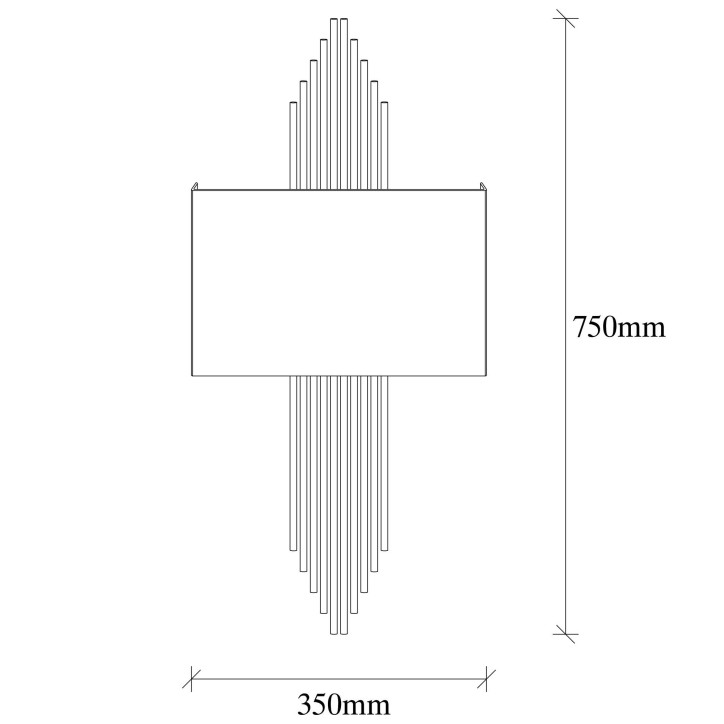 Lámpara de pared 621-A negro metal 75x10x22 cm