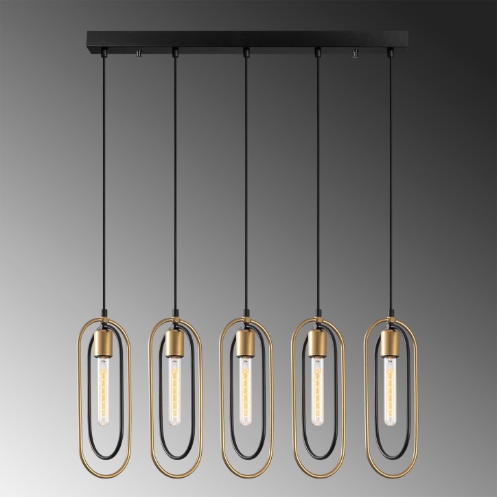 Lámpara de techo Cerco-2061 oro negro metal 86x8x132 cm