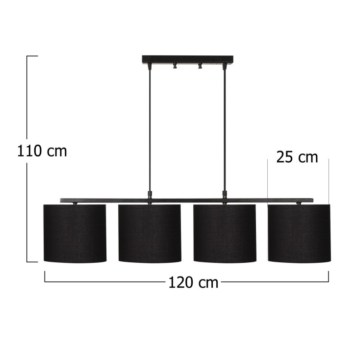 Lámpara de techo Valiz-4711 negro metal tela 110x25x120 cm