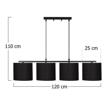 Lámpara de techo Valiz-4711 negro metal tela 110x25x120 cm - 8681875468410