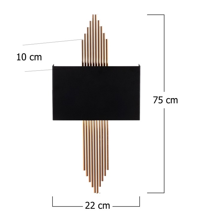 Lámpara de pared 613-A cobre negro metal 75x10x22 cm