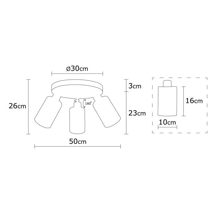 Lámpara de techo Balcova-N-342 plata MDF vidrio diámetro 50x26 cm