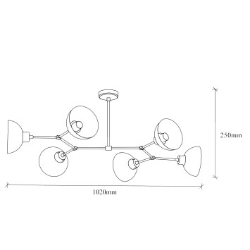 Lámpara de techo Dram-1107 oro cobrizo metal 102x52x25 cm - 8681875943733