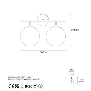 Lámpara de pared Roe-10730 oro brillante metal vidrio 36x24x16 cm - 8683342388030