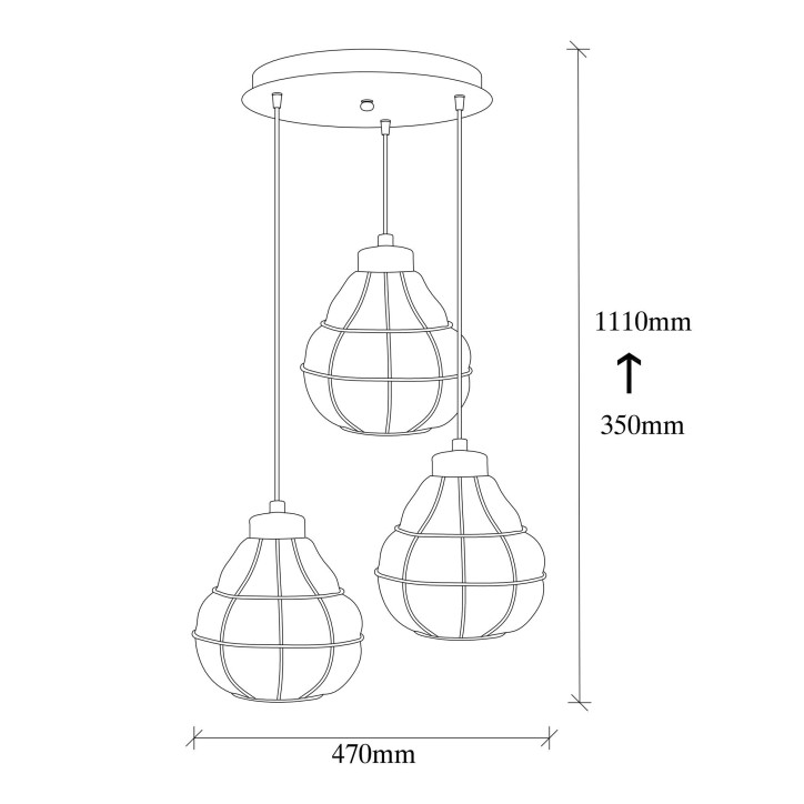 Lámpara de techo Safderun-405-S2 cobre metal vidrio diámetro 44x112 cm