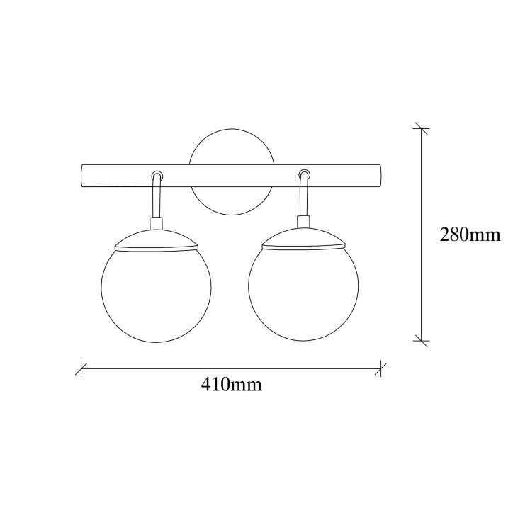 Lámpara de pared Gondol-3012 negro metal vidrio 41x20x28 cm