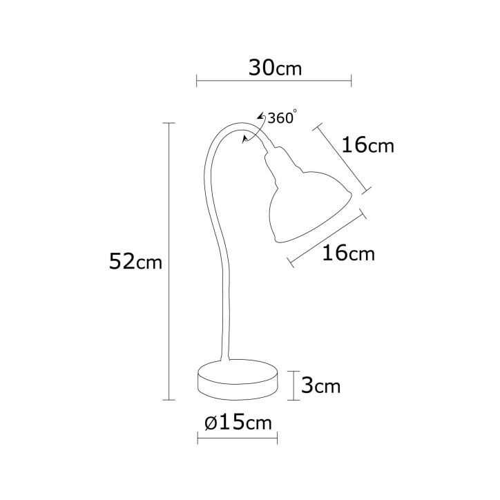 Lámpara de mesa Kumluca-N-522 blanco metal madera diámetro 16x52 cm