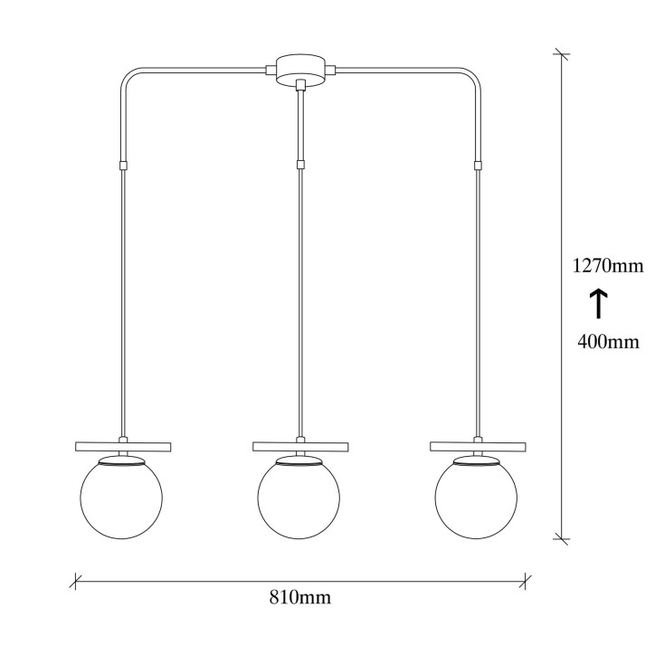 Lámpara de techo Üzüm-6281 blanco negro metal vidrio 81x15x127 cm