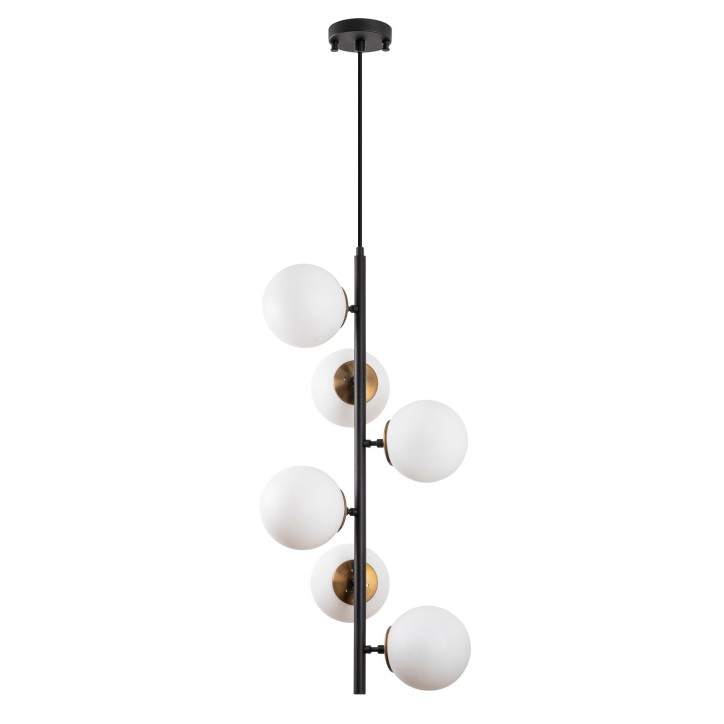 Lámpara de techo Fazli-10475 crema antigua negro metal vidrio 40x40x86-176 cm