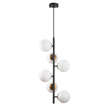 Lámpara de techo Fazli-10475 crema antigua negro metal vidrio 40x40x86-176 cm - 8683342387149