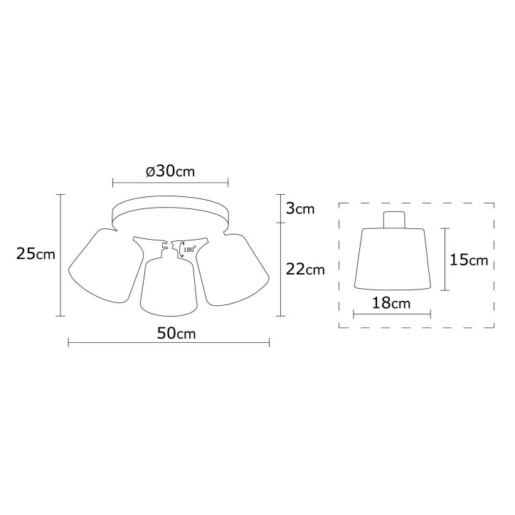 Lámpara de techo Kemer-N-270 plata metal vidrio diámetro 50x25 cm