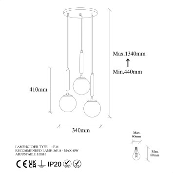 Lámpara de techo KING-11469 oro brillante metal vidrio 34x34x134 cm - 8683342835268