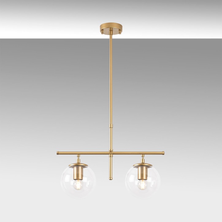 Lámpara de techo Roe-10760 oro brillante metal vidrio 52x15x36-76 cm