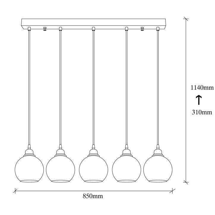 Lámpara de techo Smoked-014 humo metal vidrio 85x85x114 cm