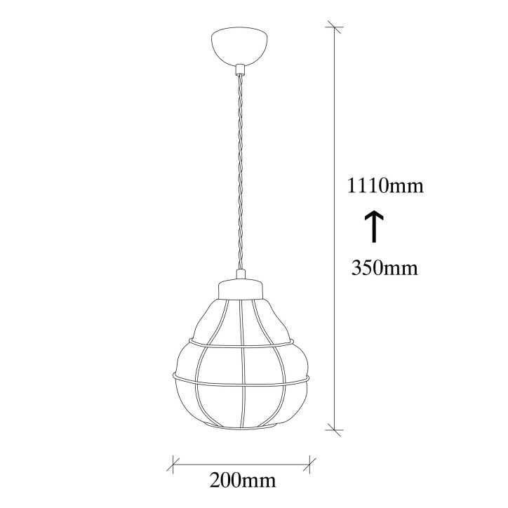 Lámpara de techo Safderun-405-S cobre metal vidrio diámetro 20x111 cm