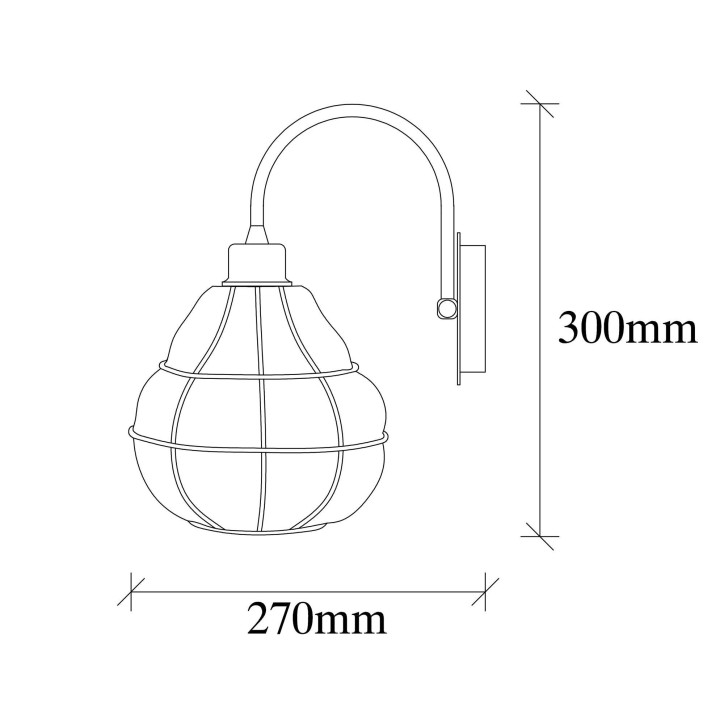 Lámpara de pared Safderun-405-A cobre hierro vidrio 23x27x30 cm