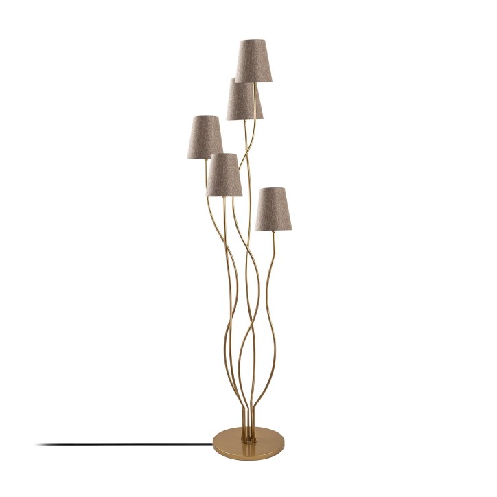 Lámpara de pie Bonibon-13241 beige oro metal tela 44x44x160 cm