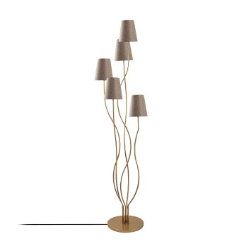 Lámpara de pie Bonibon-13241 beige oro metal tela 44x44x160 cm - 8683743314140