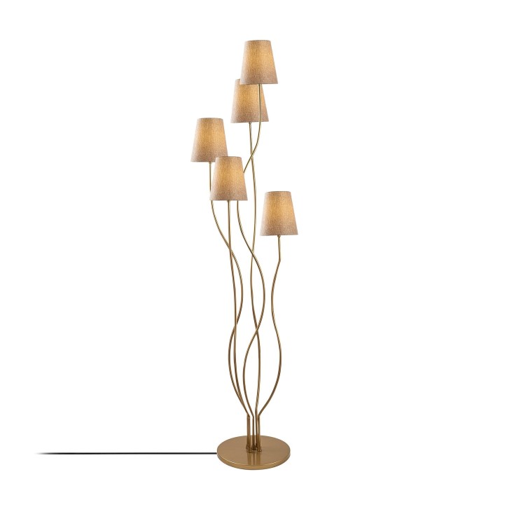 Lámpara de pie Bonibon-13241 beige oro metal tela 44x44x160 cm