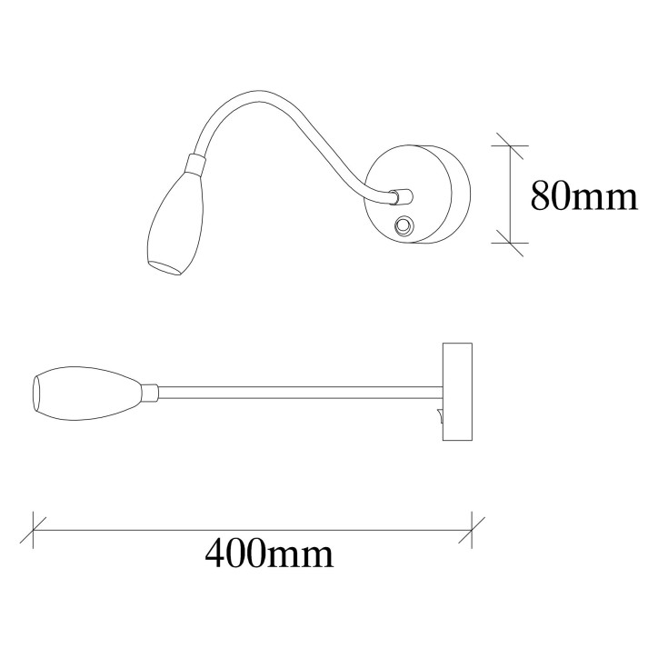 Lámpara de pared Reading-3252 oro cobrizo metal 8x38x15 cm