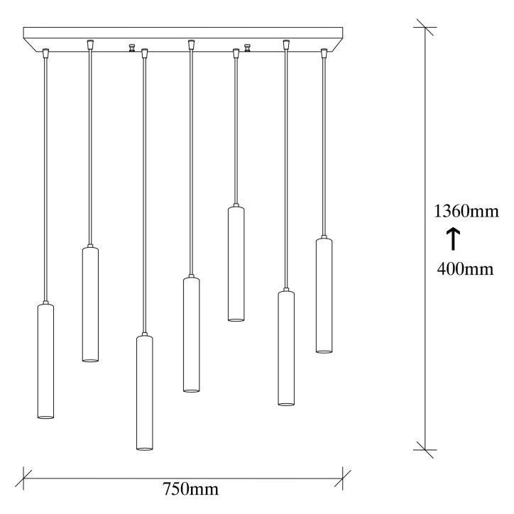 Lámpara de techo Tempo-6021 plata metal 75x24x136 cm