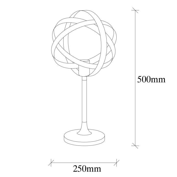 Lámpara de mesa Gezegen-4847 negro oro metal diámetro 24x50 cm