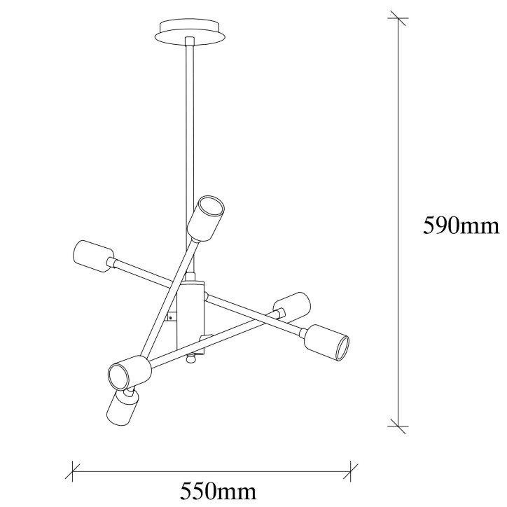 Lámpara de techo Ozbest-1223 negro metal 55x55x59 cm