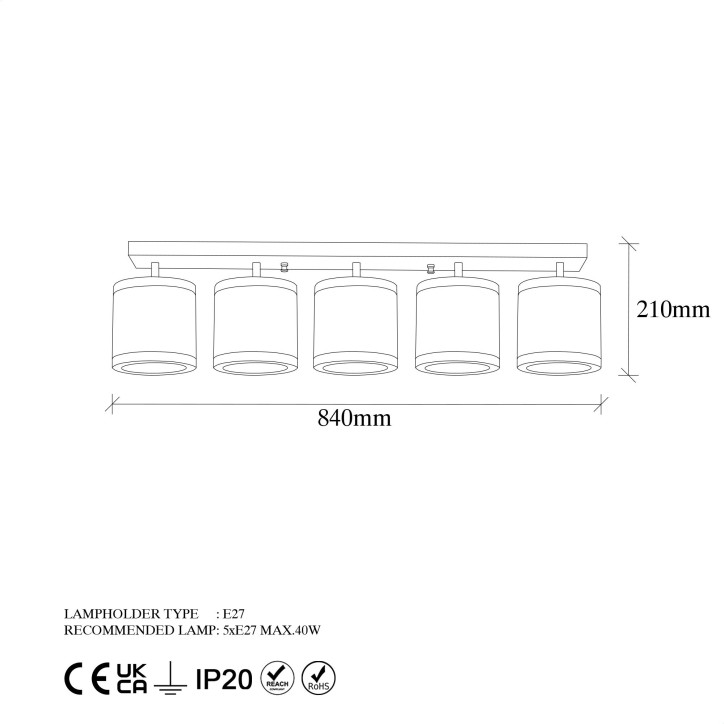 Lámpara de techo Way-11640 oro cobrizo metal 84x15x21 cm