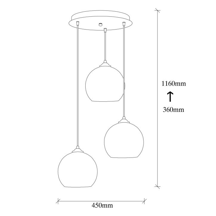 Lámpara de techo Camini-MR-870 miel negro metal diámetro 45x116 cm