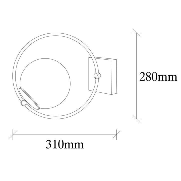 Lámpara de pared Dolunay-3911 blanco negro hierro vidrio 15x31x28 cm