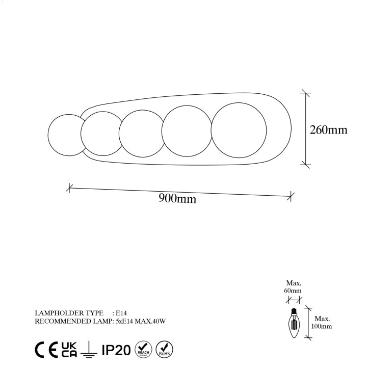 Lámpara de pared Well-11731 oro metal vidrio 90x23x26