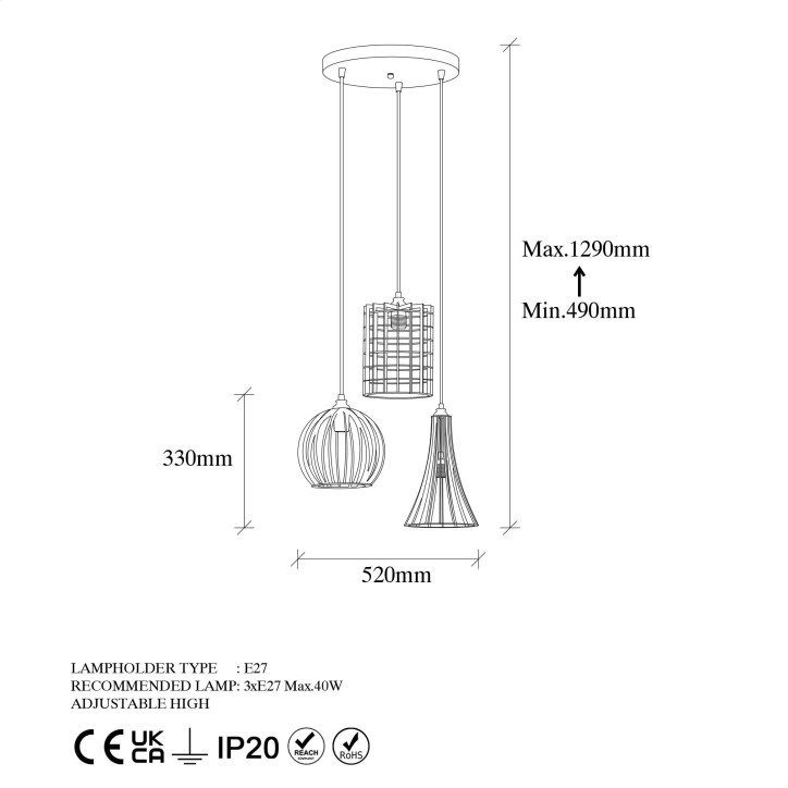 Lámpara de techo Teltrio-11175 oro cobrizo metal