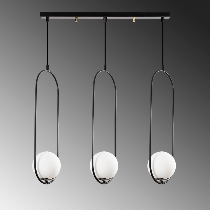 Lámpara de techo Mudoni-MR-936 negro metal vidrio 70x15x146 cm