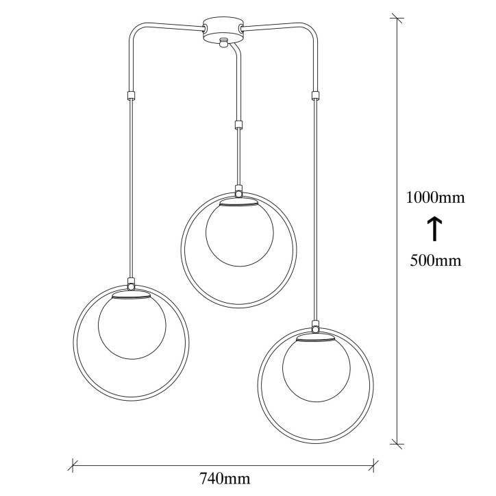 Lámpara de techo Dolunay-4506 blanco negro metal vidrio diámetro 74x102 cm