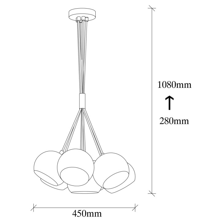 Lámpara de techo Sivani-MR-628 oro blanco metal diámetro 45x108 cm