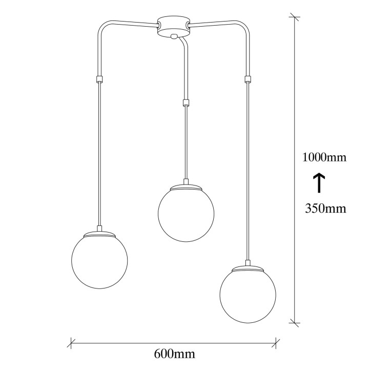 Lámpara de techo Üzüm-4441 blanco negro metal vidrio 60x28x100 cm