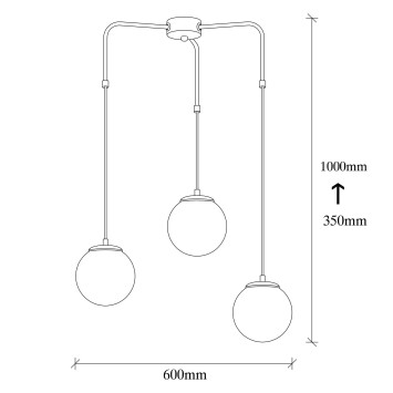 Lámpara de techo Üzüm-4441 blanco negro metal vidrio 60x28x100 cm - 8681875468113