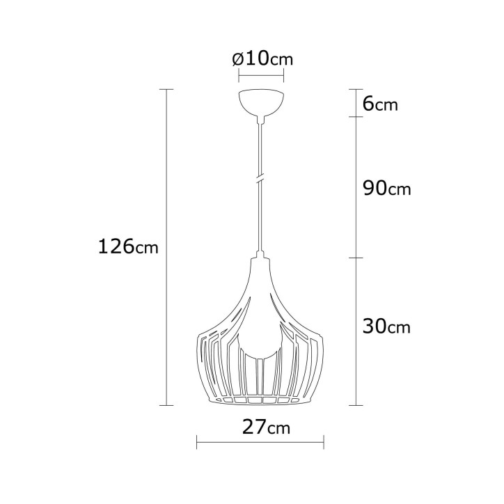 Lámpara de techo Mezopotamya-N-1278 cobre metal diámetro 27x126 cm