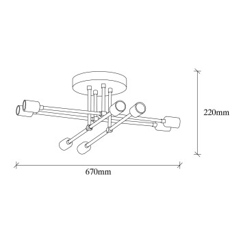 Lámpara de techo Exhaust-1322 negro hierro 67x67x22 cm - 8681875989687