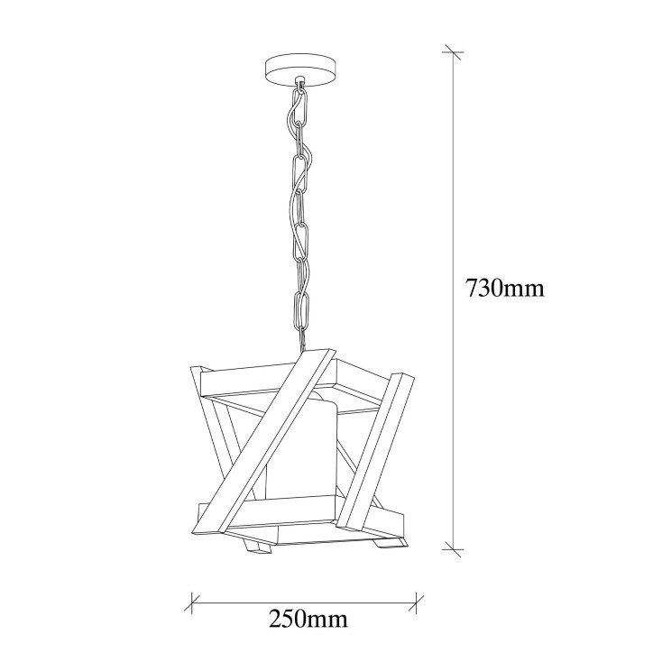 Lámpara de techo Erebos-108-AV madera negro 25x25x73 cm