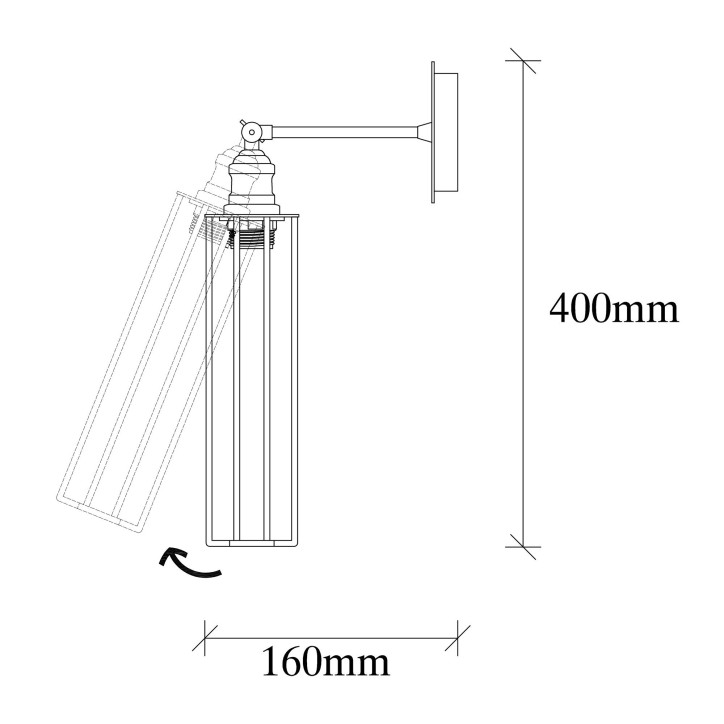 Lámpara de pared Zumra-705-A negro metal 8x16x40 cm