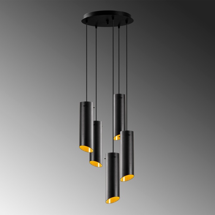 Lámpara de techo Sivani-MR-981 amarillo negro metal diámetro 45x114 cm